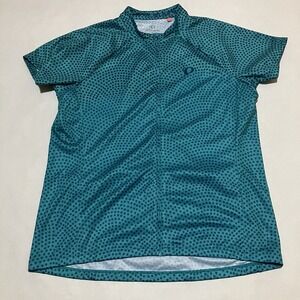 Pearl Izumi Teal Lightweight Cycling Shirt Jersey Size XL Polka Dot Full Zip
